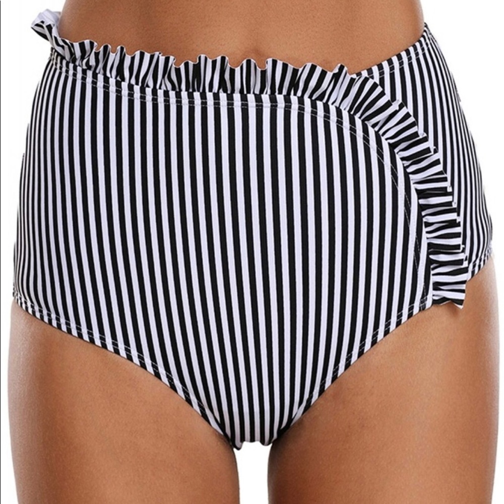 Black and white pinstripe bikini bottom